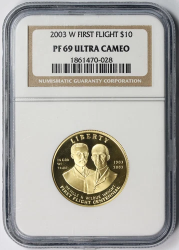 2003-W First Flight Modern Gold Commemorative $10 Proof PF 69 Ultra Cameo NGC