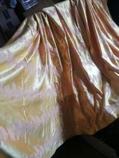 Vintage Beautiful Mid Century Yellow  Pink Silk ?Brocade  Curtains 68 " X 62" 