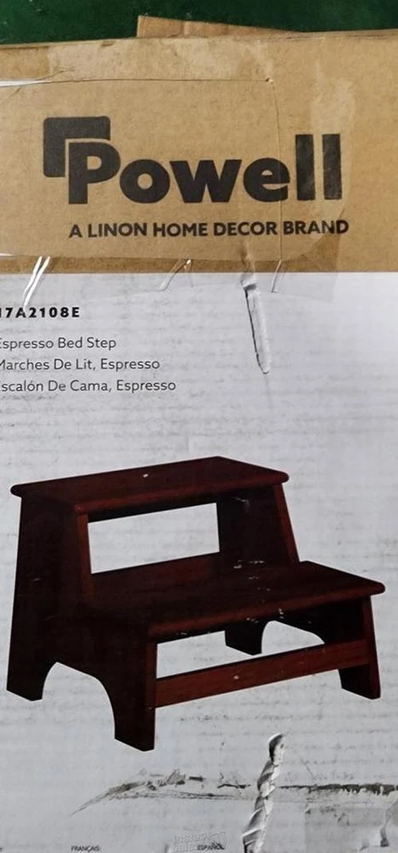 Powell Linon Decoración del Hogar Cama Espresso Paso 17A2108E Madera Mascota Sep Taburete Foto 2 de 4