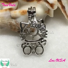 Hello Kitty - 925 Sterling Silver - Pearl Cage Pendant - Hold 6-8mm