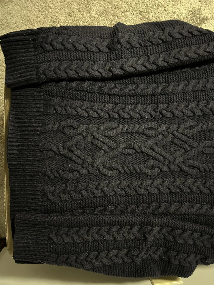 Wallace & Barnes Fisherman Sweater Navy M Shetland Wool Aran Cable-Knit B5655 - Image 4 of 4