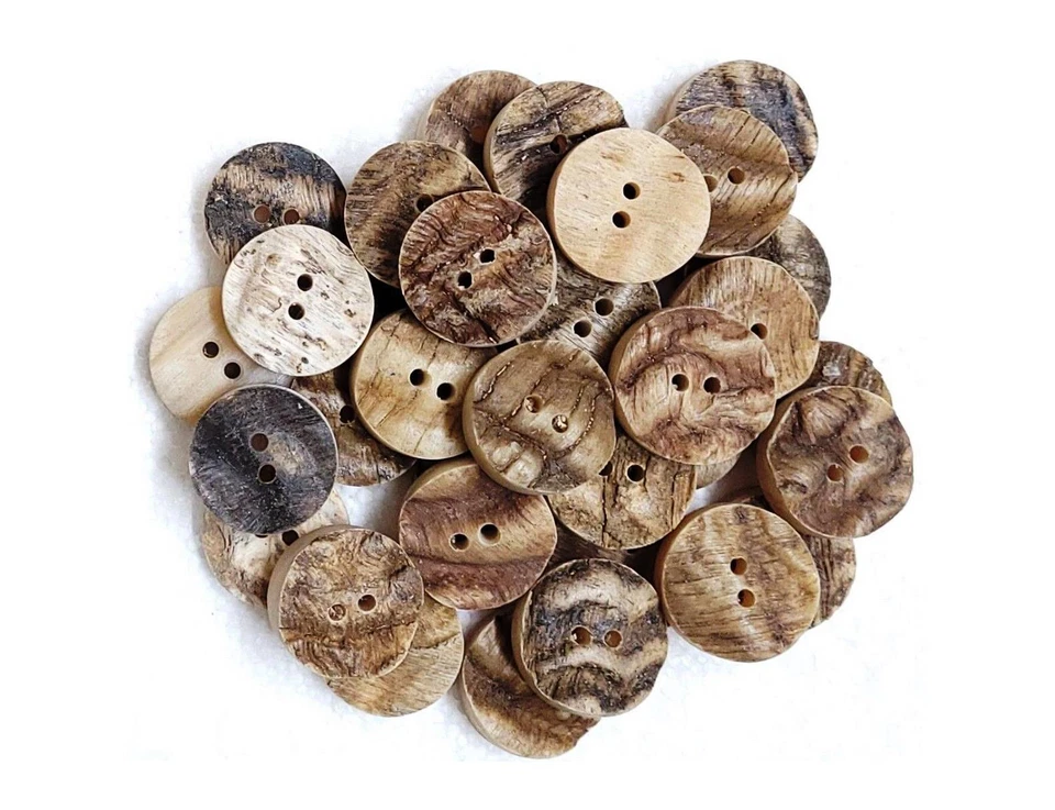 Real Natural Horn Button 15mm 22mm 2 Hole Light Dark Thick Bark Cut Sewing Craft - Image 4 of 4