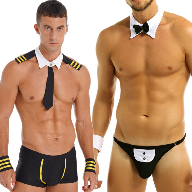 Men's Sexy Lingerie Suits Sailor Navy Waiter Cosplay Costume Underwear  Nightwear
