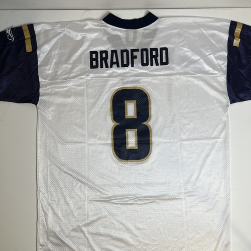 St. Louis Rams Sam Bradford #8 Reebok NFL Jersey Size 2XL White Dark Blue - Picture 6 of 7