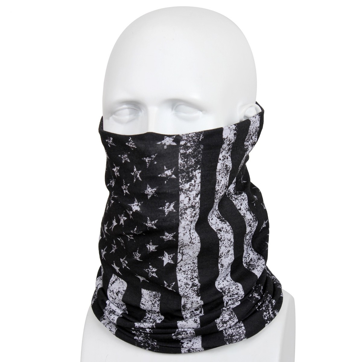 US Flag Multi Use Black and White Tactical Wrap Bandana Gaiter