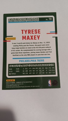 Óptica Panini Donruss 2023-24 - #70 Tyrese Maxey - Imagen 2 de 2