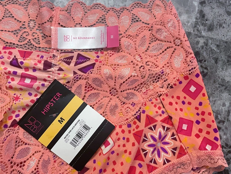BRAGAS HIPSTER LISAS ENCAJE GEOMÉTRICO ROJO CORAL ROSA NOBO NO BORDER NUEVAS CON ETIQUETAS Foto 3 de 4