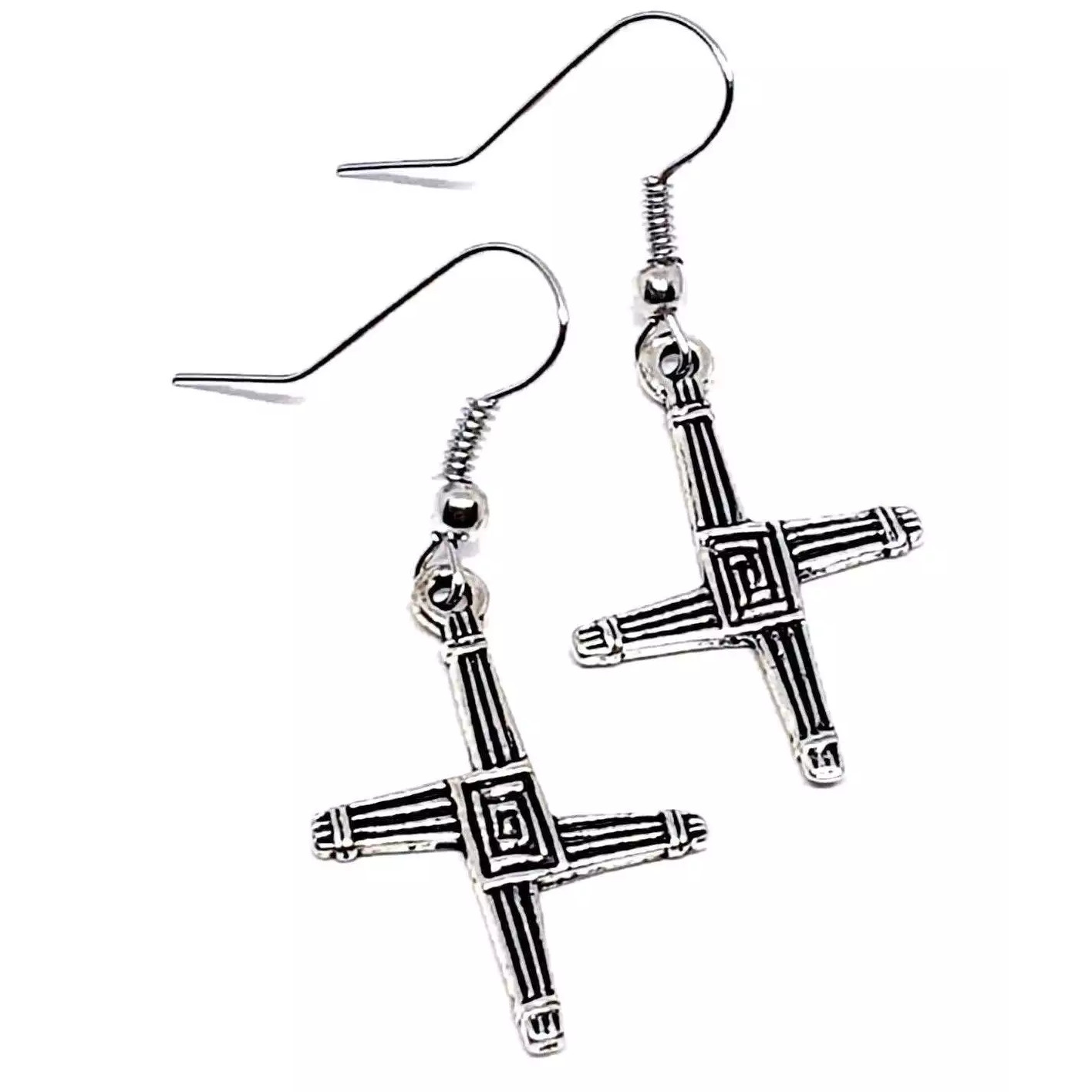 St Bridgets Cross Eire Brighid's Brigids Celtic Imbolc Pagan Corn Doll Earrings