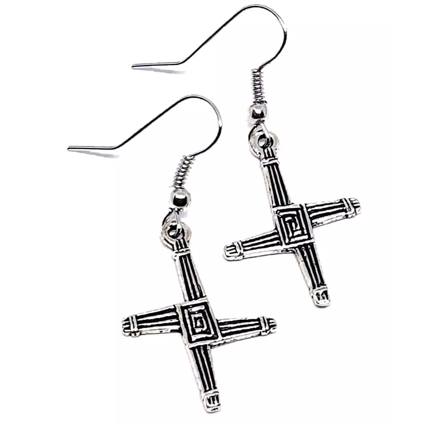 St Bridgets Cross Eire Brighid's Brigids Celtic Imbolc Pagan Corn Doll Earrings