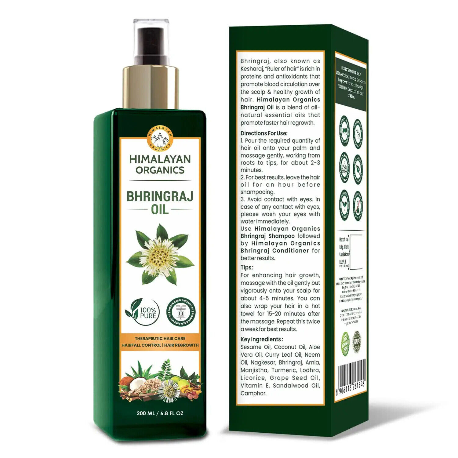 Himalayan Organics Bhringraj Ayurvedic Therapeutic Hair Oil 200ml Hair ReGrowth | eBay Himalayan Organics Bhringraj Ayurvedic Therapeutic Hair Oil 200ml Hair ReGrowth | eBay