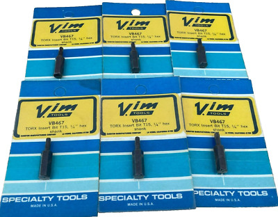 VIM Tools VB467 Torx Insert Bit t15, 1/4'' Hex Shank (Lot of 6)