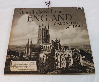 VTG 1944 Raphael Tuck & Sons There'll always be an England Calendar Ephemera B&W