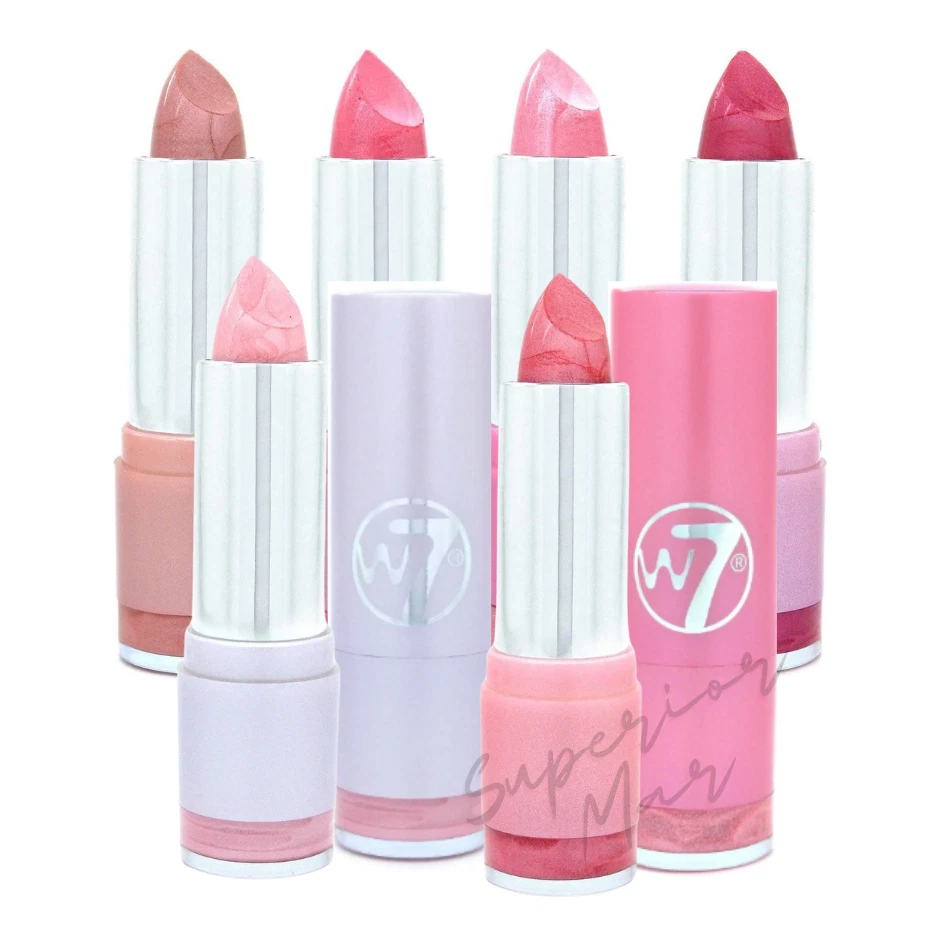 W7 MODE LIPPENSTIFTE feuchtigkeitsspendender Lippenstift Satin Lippen Make-up 6 Farben vegan