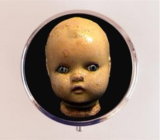 Doll Head Pill Box Case Pillbox Holder Trinket Goth Victorian Creepy Halloween