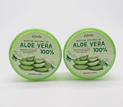 Esfolio Moisture Soothing Gel 100% Aloe Vera 10.14 fl oz 2 pack   NEW