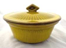 California Pottery Casserole Dish - Psychedelic 60s - Mustard Yellow with Lid