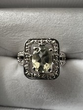 Natural 1.2 1 CT Green Amethyst 925 Ring Size 8.25