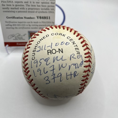 Orlando Cepeda Signed ONL Baseball 18 Stat Inscriptions PSA/DNA Autograph - Picture 4 of 10