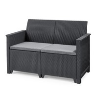 "Keter Gartensofa \"Emma\" 2Er Sofa, Poly Rattan 2 Sitzer Loungesofa Gartensofa"