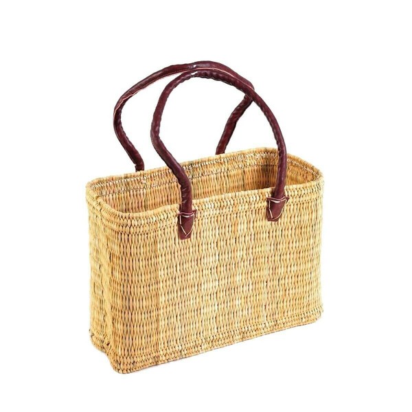 Seegras Tasche Groß Langer Griff Einkaufskorb Korb Flechtkorb Korbtasche-image