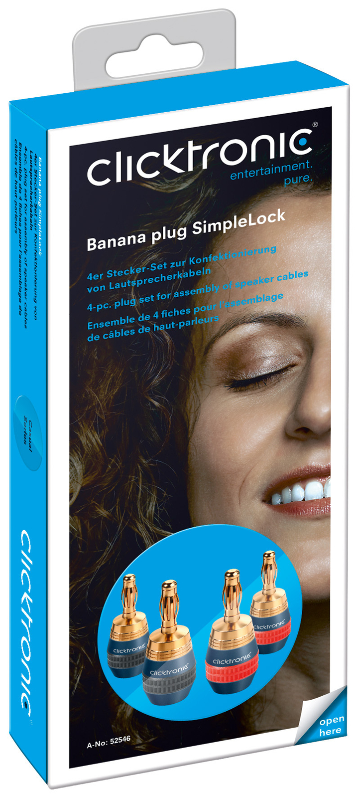 Thumbnail - 5x Clicktronic Bananen-stecker Simplelock, 4er-set