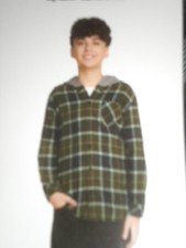 Quiksilver Boy Size Large 14/16 Green Four Leaf Hooded Flannel Shirt Shacket NWT