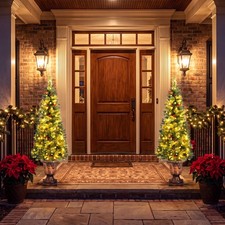 2PCS 5 ft Artificial Xmas Tree with 260 Tips, 12 Pine Cones, 100 LED Lights