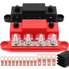 Bus Bar 250A 12V-48V 5/16" Power Distribution Block 4 Studs M8 Terminal