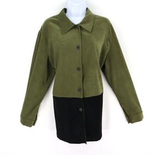 Jamie Brooke Heavy Suede Shirt Womens Size 14 Green Black Colorblock Polyester