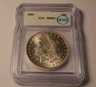 1885 Morgan Dollar MS63 nice toning on the edges