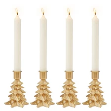 Christmas Tree Candle Holders Set of 4 – Taper Candle Holders for Christmas D...