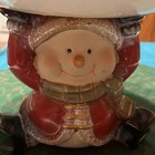 Ceramic SNOWMAN SNOWFLAKE Pedestal Serving Plate Candy Dish 6.5"H x 6" x 8" — photo 2