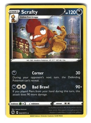 Scrafty 042/073 Rare Champion s Path Pokemon Card