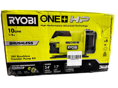 #ad Ryobi ONE HP 18V 1 4 hp Cordless Transfer Pump with 2.0 Ah Battery and Charger $129.88