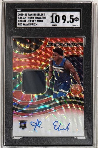 Anthony Edwards [Red Wave] #RJA-EDW 2020 Panini Select Rookie Jersey Autographs card