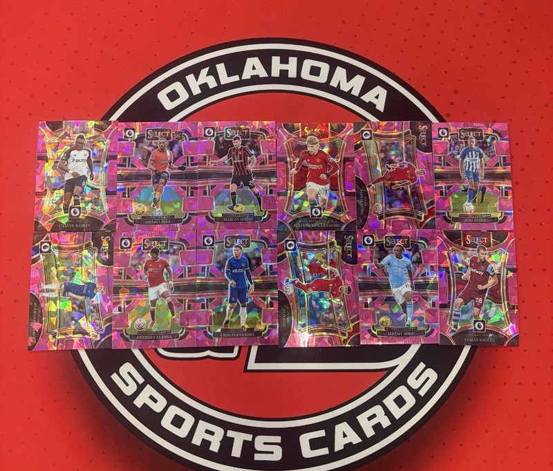 (12) 2023-24 Select Soccer Pink Cracked Ice Prizm Card Lot