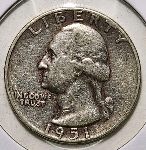 1951-P Washington Quarter Raw VG( Cleaned)