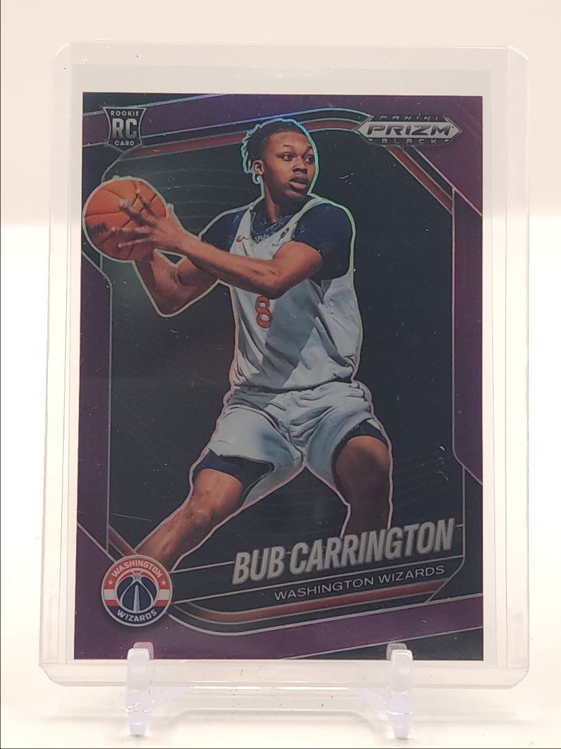 BUB CARRINGTON 2024-25 PANINI PRIZM BLACK ROOKIE PURPLE #92 RC /99 Q4263