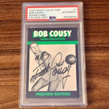 1992 Cousy Collection #1 Rookie Card Bob Cousy Signed Auto PSA AUTHENTIC POP 5. rookie card picture