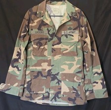 Medium Long US Army BDU Woodland Camo Jacket Airborne Patches VTG