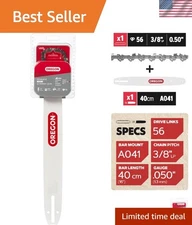 Low Vibration 16-Inch Chainsaw Replacement Bar & Chain - Multi-Brand Compatible