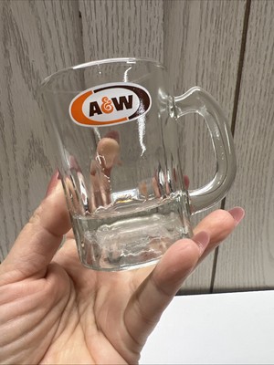 VTG A&W Root Beer Glass Baby Mug 3.25'' Mini Mug Heavy Glass Soda bar drinks