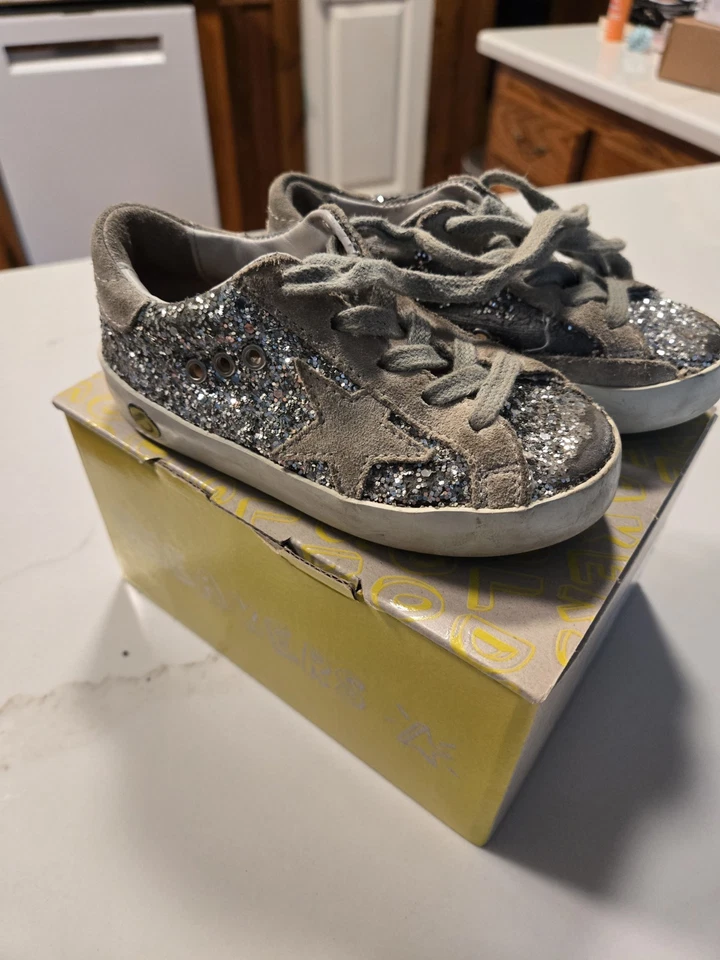 Authentic Toddler Golden Goose Super Star Classic Glitter Sneaker Size 24 - Image 2 of 4