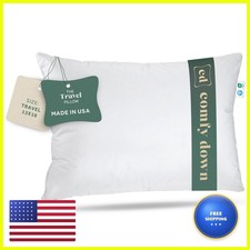 ComfyDown Goose Down Travel Pillow 800 Fill Power 300 Thread Count Cotton 13x18