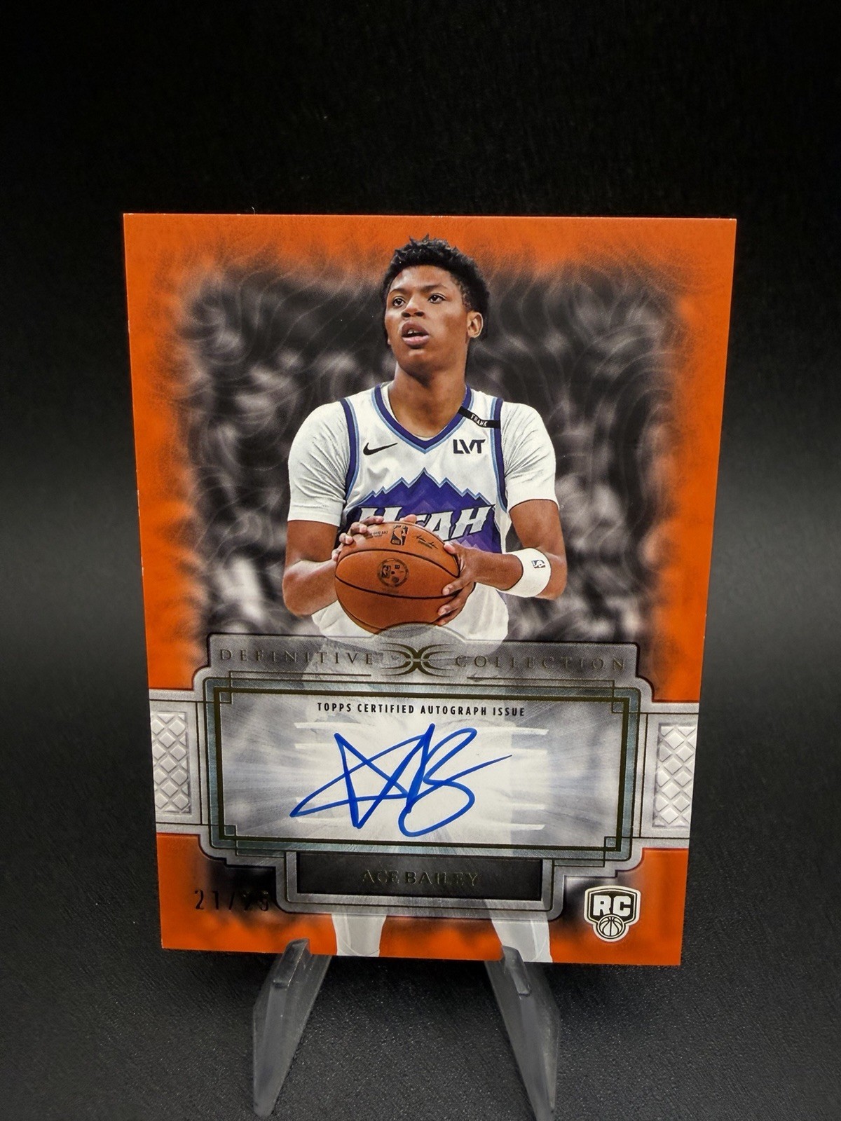 2025-26 Topps Definitive Ace Bailey Orange Rookie Auto /25 RC Utah Jazz