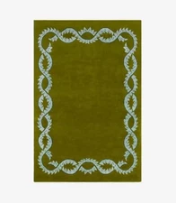 Tufted Wool Area Rug Green Carpet Modern Living Handmade 100% wool Room Bedroom