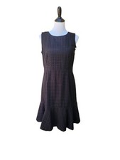 NY & Company Black Eyelet Dress SIZE 12 Flounce Hem 100% Cotton Sleeveless