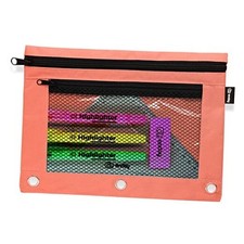 Pencil Pouch For 3 Ring Binder, Zippered Binder Pencil Pouches, 3 Ring 1 Red