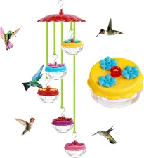 Hummingbird Feeder for Outdoors, Wind Chimes Hummingbird Feeder, Leak-Proof, Ant