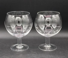 Tiffany & Co Crystal Refresher Water Goblets, Set Of 2, Round Bowl Thick Stem